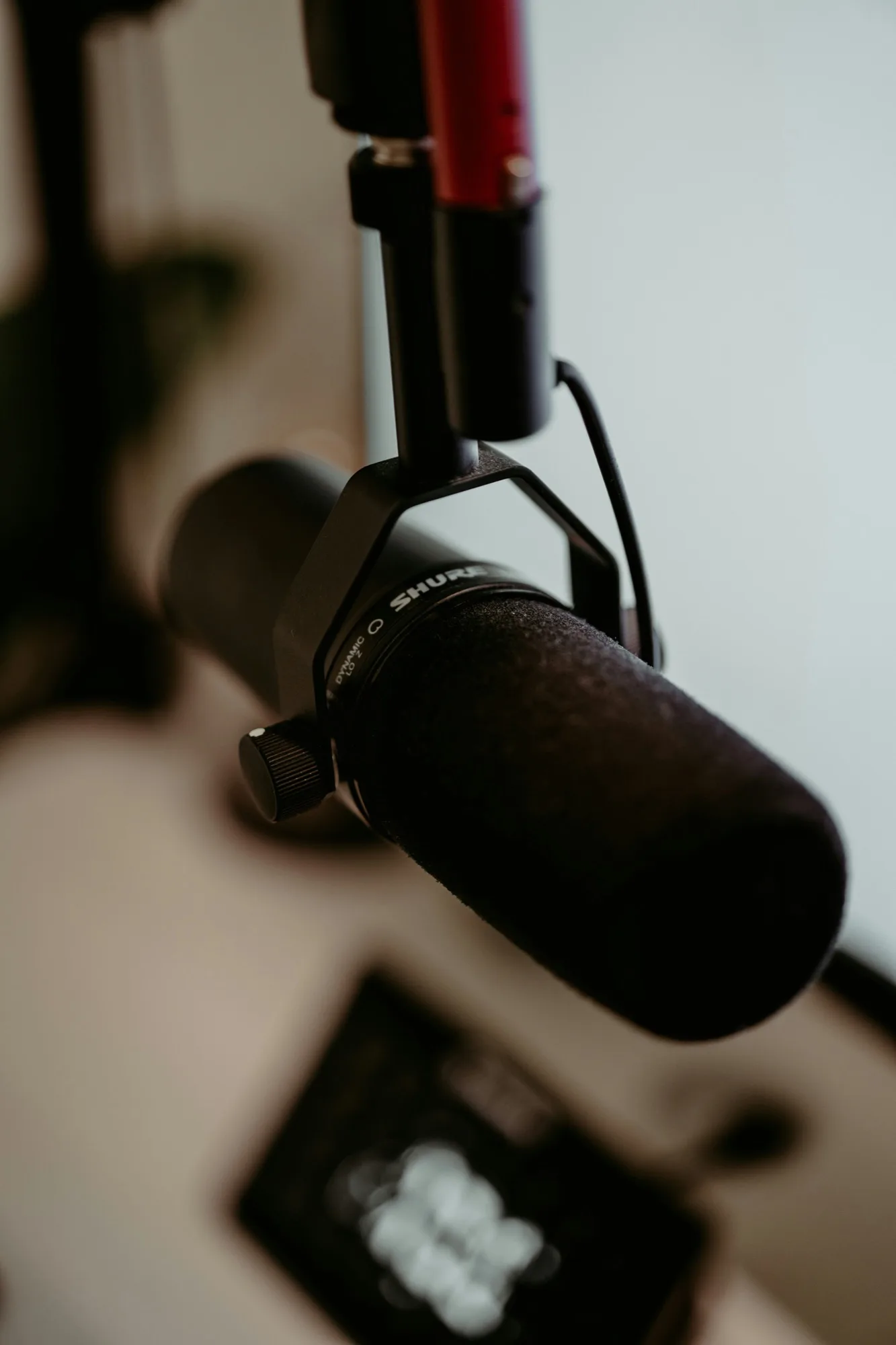 Close-up of a studio microphone